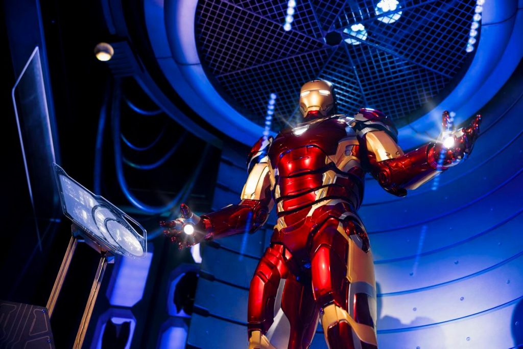Animatronic Iron Man nella nuova attrazione Avengers Assemble: Flight Force ai Walt Disney Studios Paris