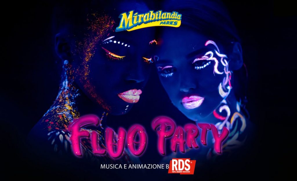 Immagine di presentazione del Fluo Party organizzato per la festa del 31 anniversario di Mirabilandia