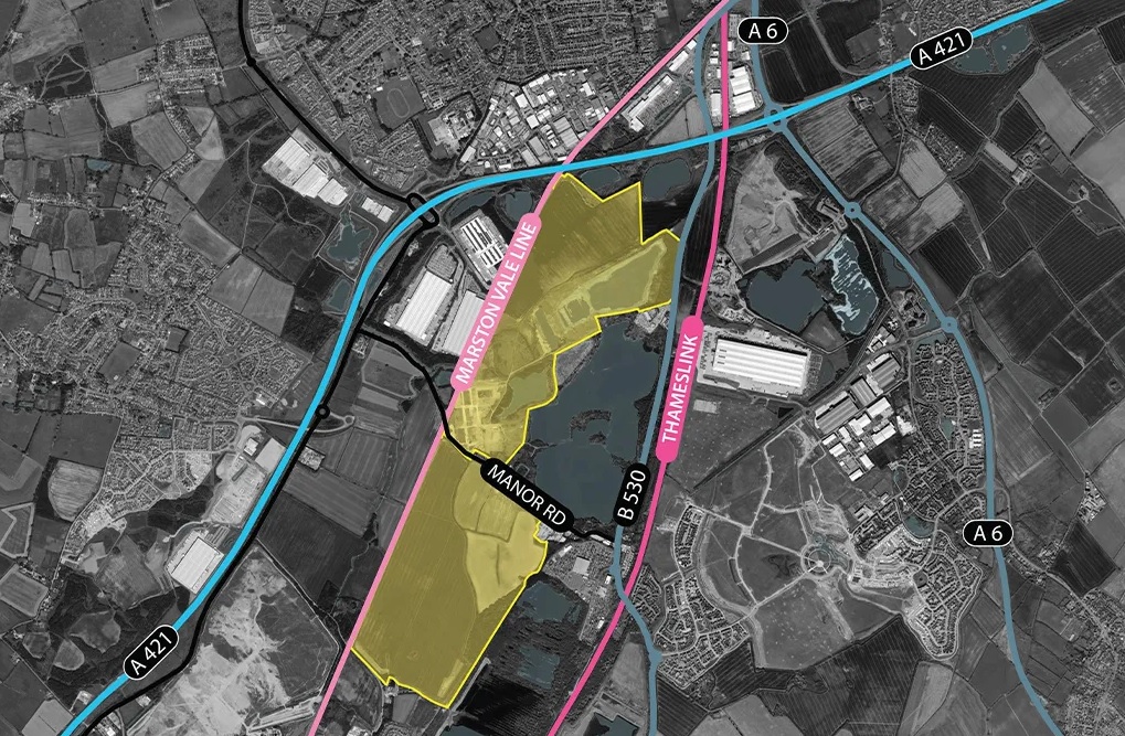 Masterplan dei terreni dove sorgeranno gli Universal Studios a Bedford in Gran Bretagna, vicino Londra 