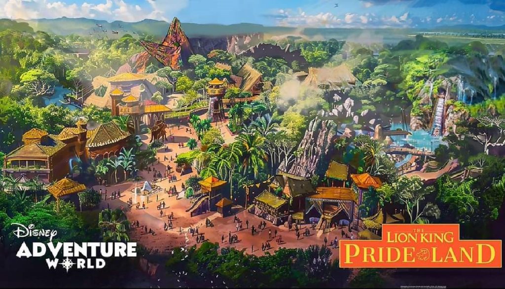 Artwork ufficiale della nuova area tematica Re Leone al Parco Disney Adventure World di Disneyland Parigi