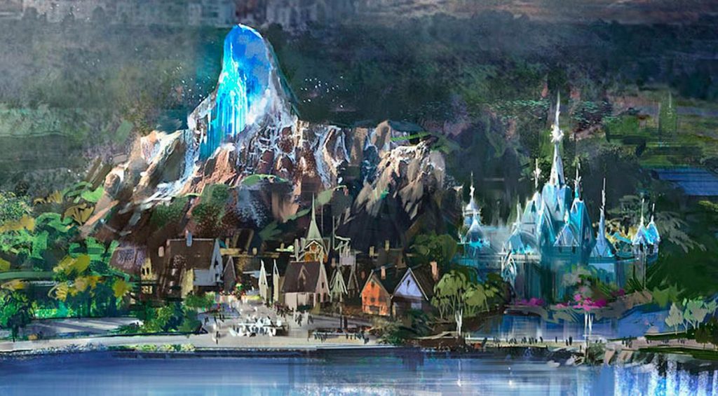 Rengering progetto di World of Frozen, la nuova area tematica del Parco Disney Adventure World (ex Walt Disney Studios) di Disneyland Paris