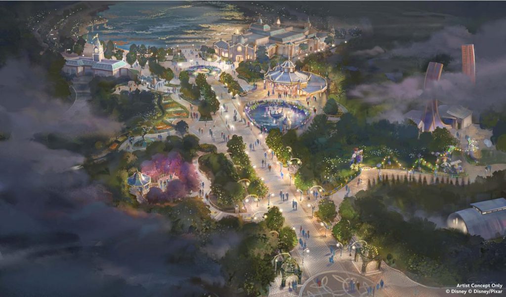 Rendering progetto espansione del dei Walt Disney Studios, il nuovo Parco Disney Adventure World di Disneyland Parigi