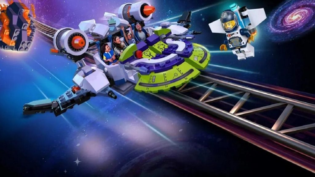 Immagine che presenta il Galacticoaster: le nuove montagne russe al chiuso con lancio iniziale inaugurate nei parchi Legoland in America