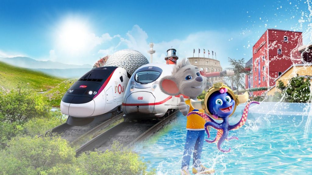 Immagine che presenta il nuovo collegamento con treno diretto da Milano a Europa Park, il parco divertimenti a tema di Rust, in Germania