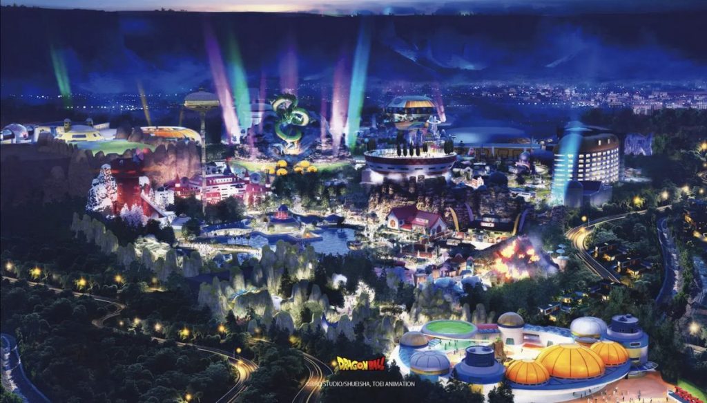 Artwork del nuovo parco a tema Dragon Ball in progetto vicino Parigi