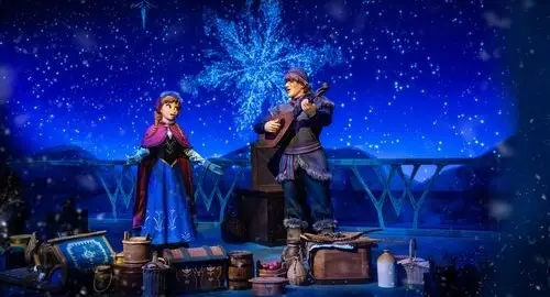 Una scena della dark ride di Frozen del Parco Disney Adventure World